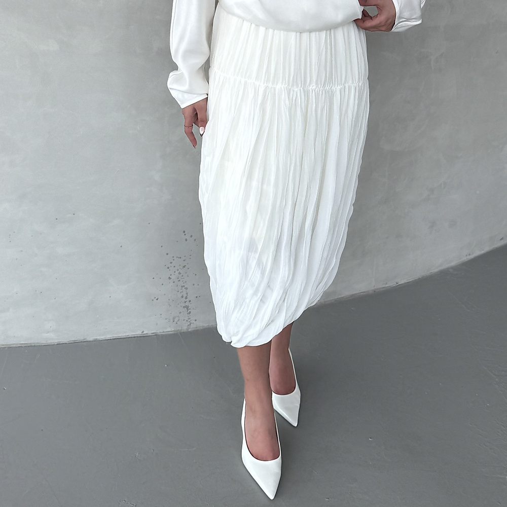 Pleated midi Skirt White