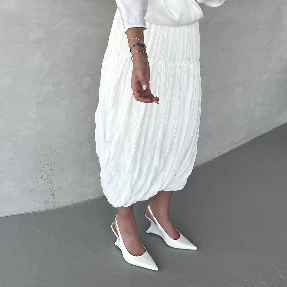 Pleated midi Skirt White