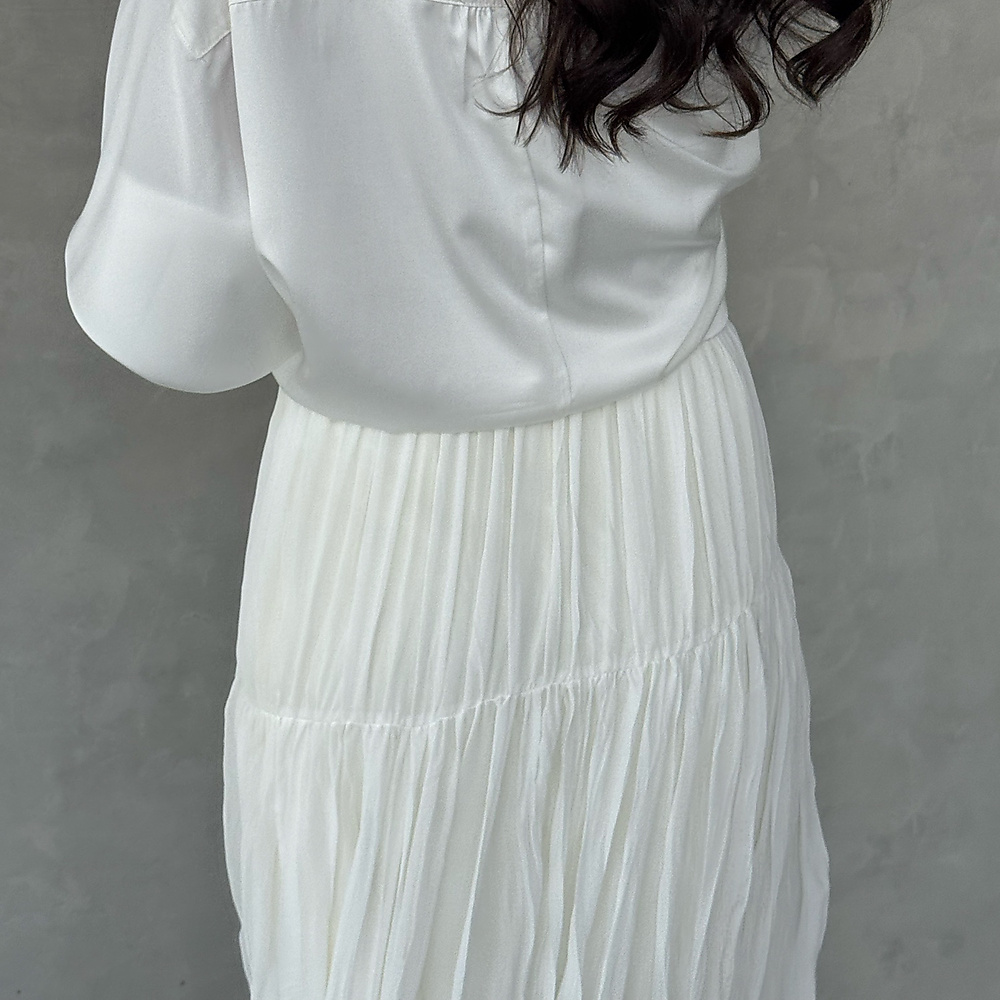 Pleated midi Skirt White