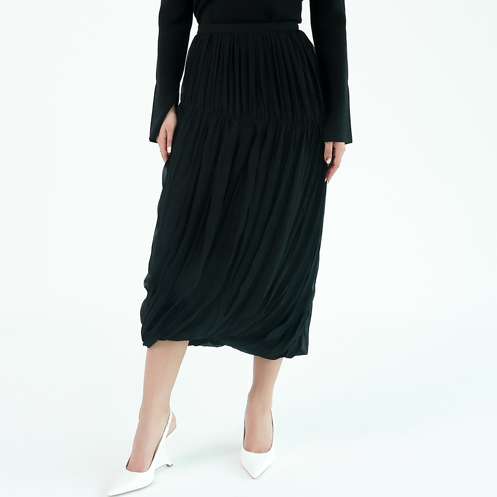 Pleated midi Skirt Black