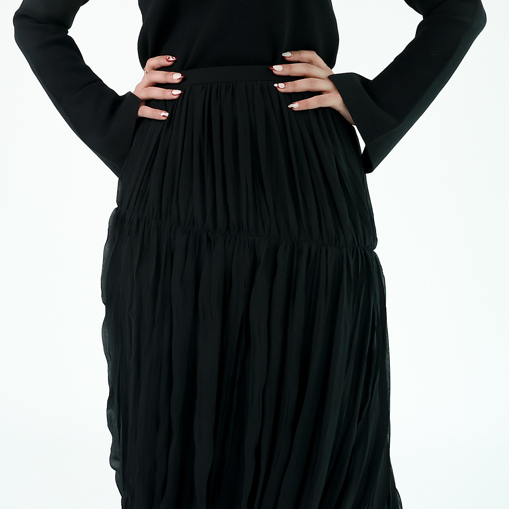 Pleated midi Skirt Black