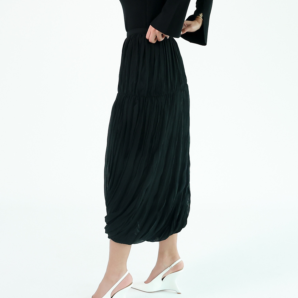 Pleated midi Skirt Black
