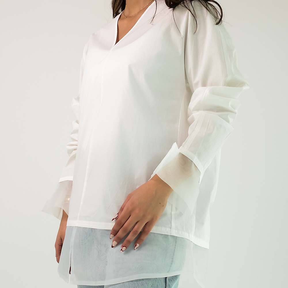 White Shirt with Organze ( Free size )