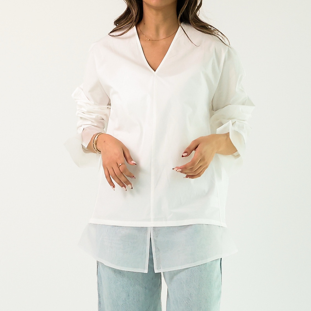 White Shirt with Organze ( Free size )