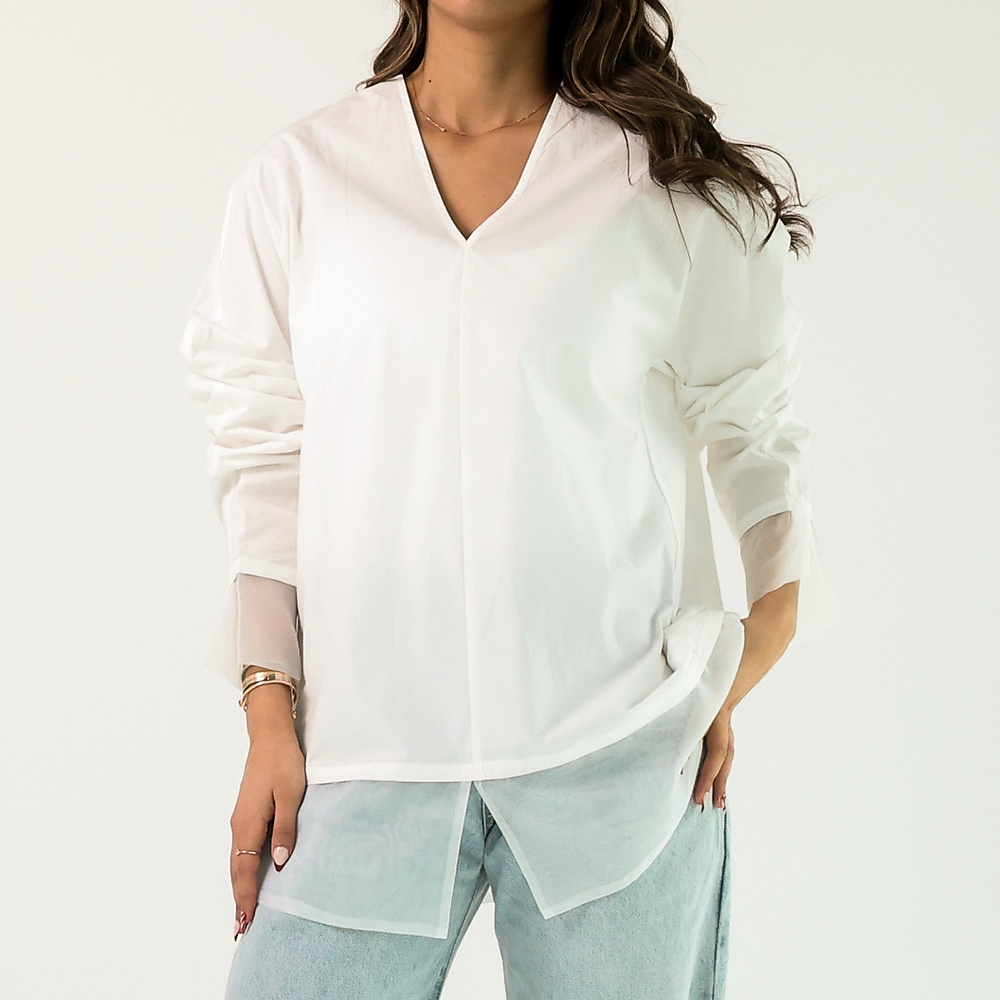 White Shirt with Organze ( Free size )