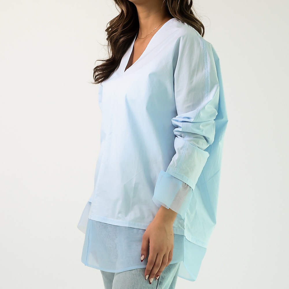 Sky Blue Shirt with Organze ( Free Size )