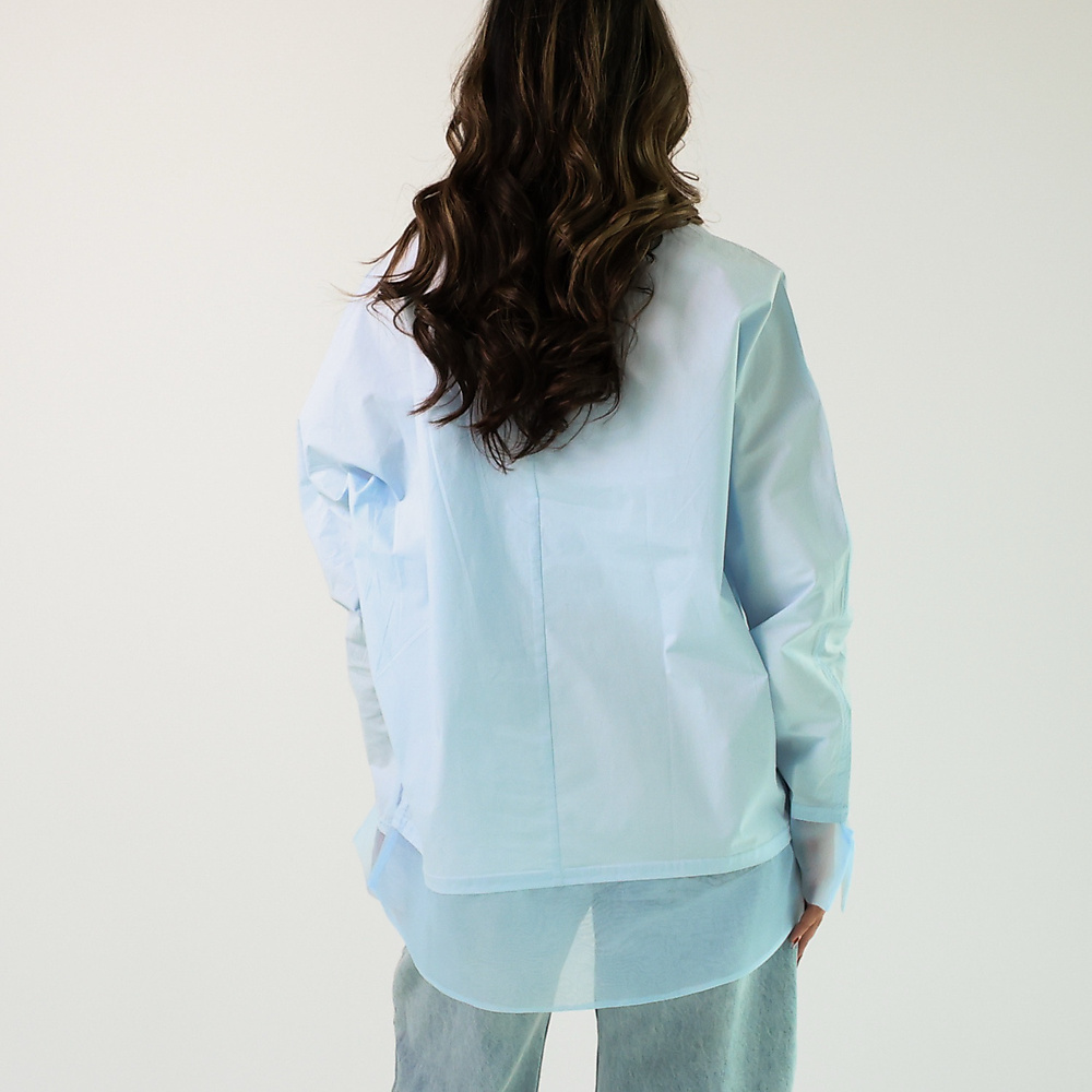 Sky Blue Shirt with Organze ( Free Size )