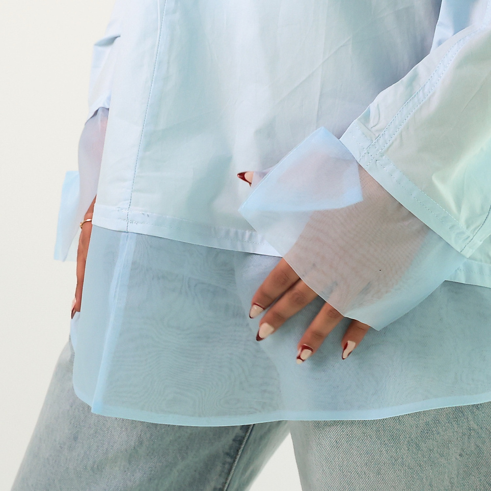 Sky Blue Shirt with Organze ( Free Size )