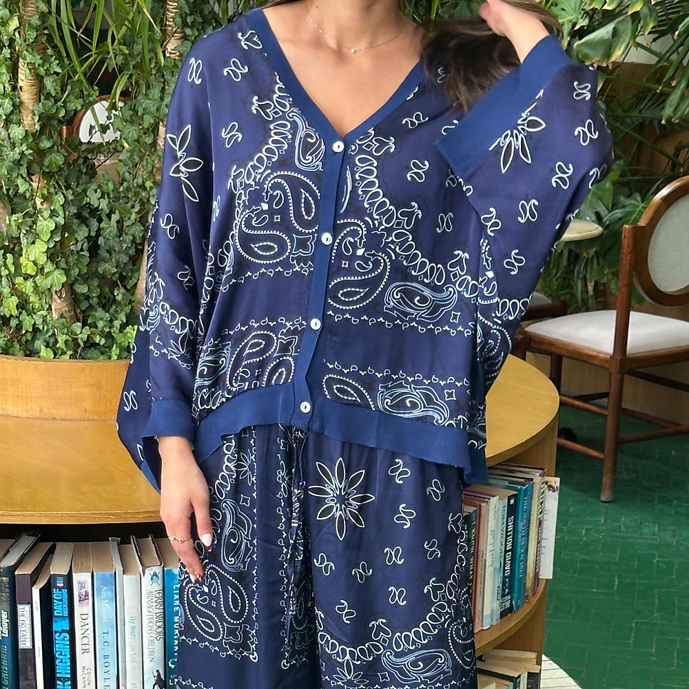 Silk Set Navy Blue ( Free Size )