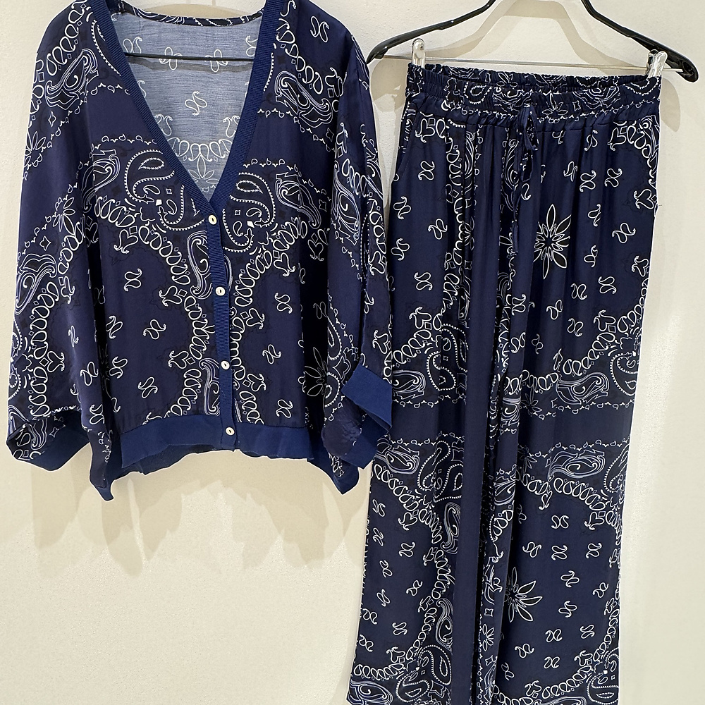 Silk Set Navy Blue ( Free Size )