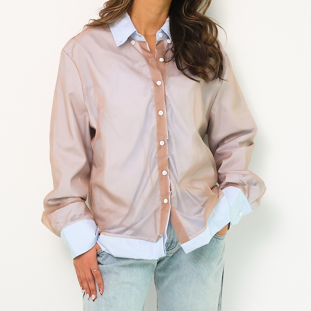 Brown Organza blue Top