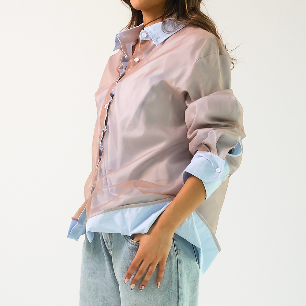 Brown Organza blue Top