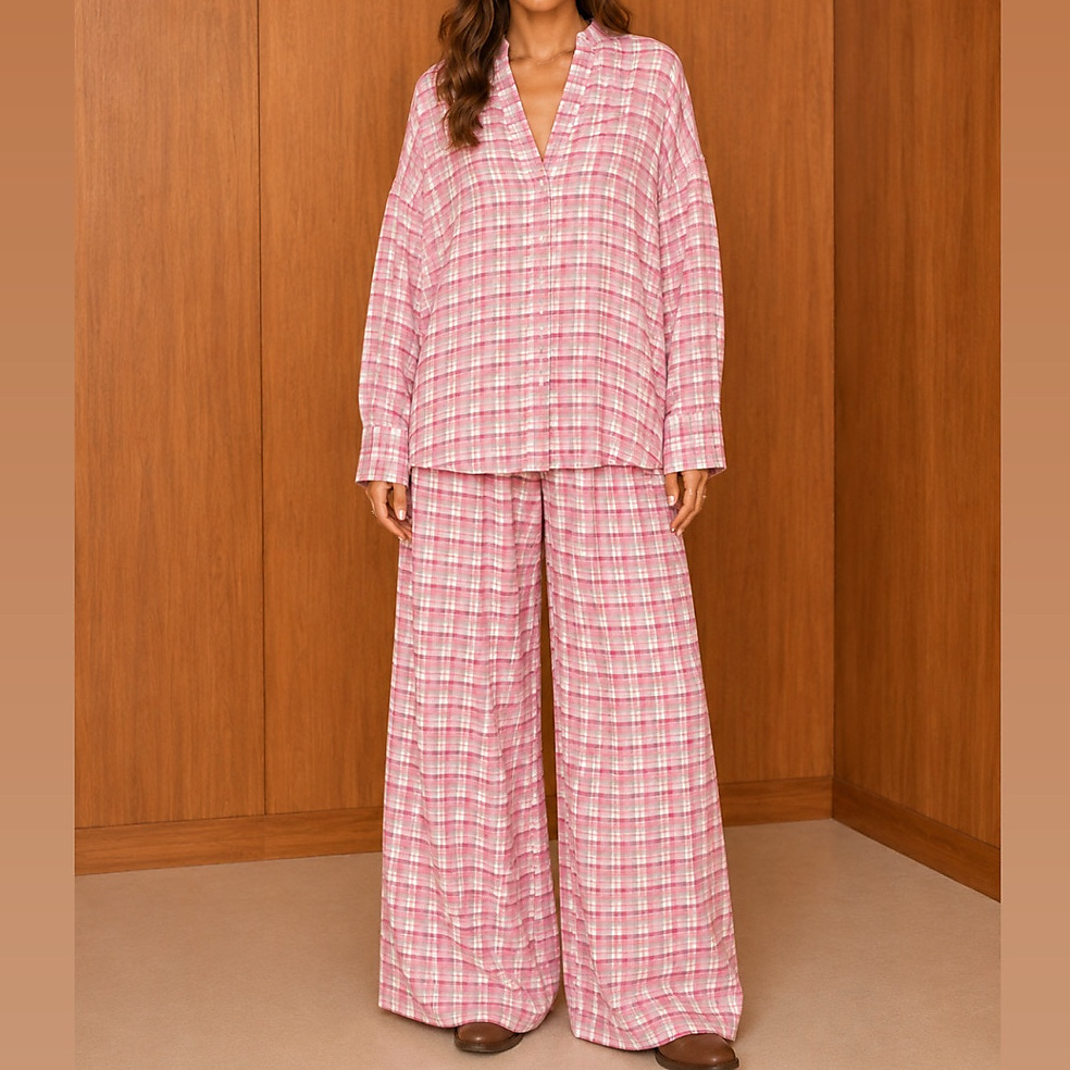 Plaid Pink Set ( Free size )