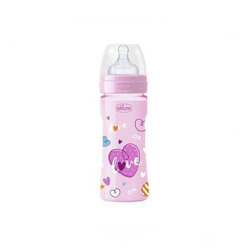 Chicco Baby Well Being Feeding Bottle For Girls - 250ML - Medium Flow -  Silicone