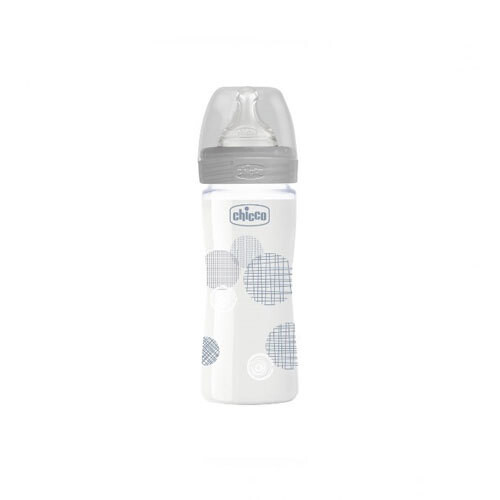 Chicco Baby Well Being Glass bottle Unisex - 240ML - Slow Flow - Silicone