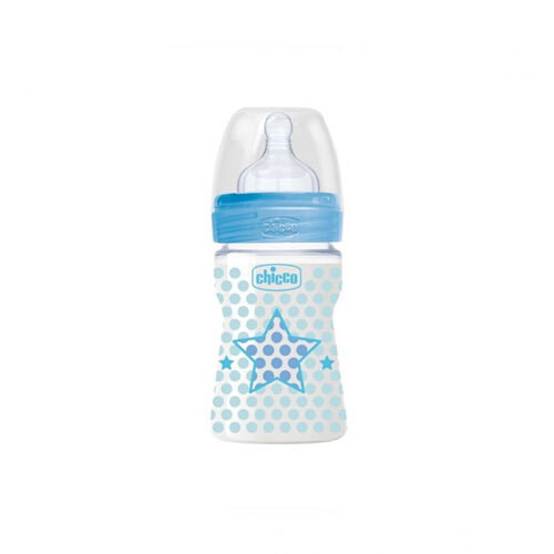Chicco Baby Well Being Feeding Bottle For Boys - 150ML - Normal Flow - Silicone