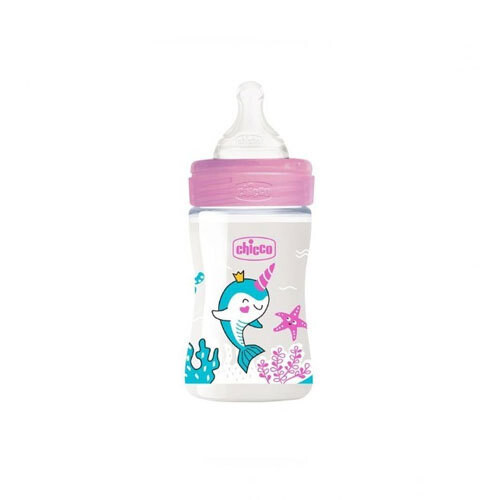 Chicco Baby Well Being Feeding Bottle For Girls - 150ML - Slow Flow - Silicone
