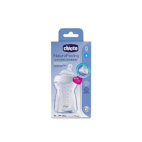 Chicco Natural Feeling Glass Bottle 0M+ - 250ML