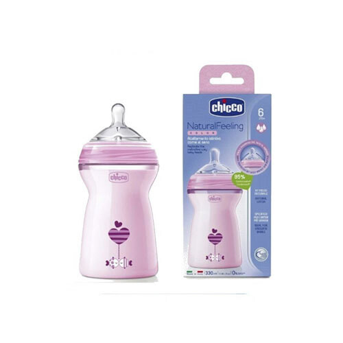 Chicco Natural Feeling Bottle 6M+ - 330ML - Pink