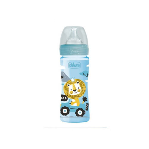 Chicco Baby Well Being Feeding Bottle For Boys - 250ML - Medium Flow - Silicone