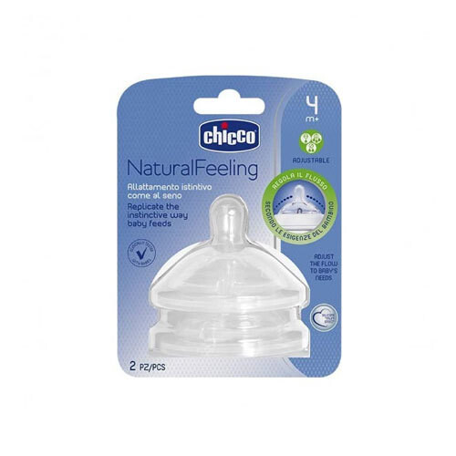 Chicco Natural Feeling Teat 4M+ - Adjustable Flow - 2PCS