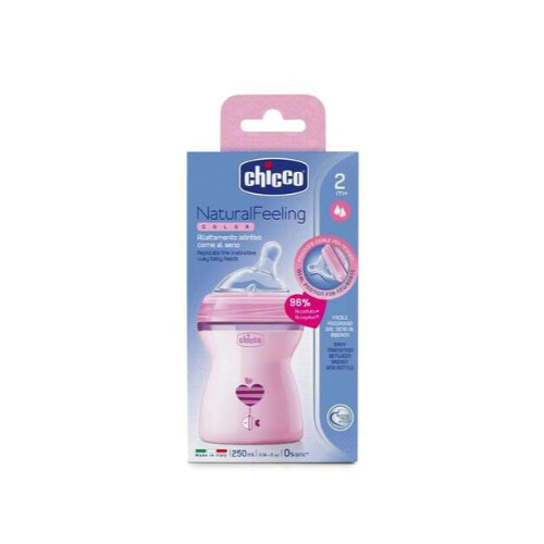 Chicco Natural Feeling Bottle 2M+ - 250ML - Pink