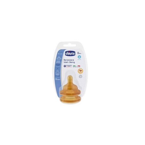 Chicco Rubber Nipple, Normal Flow 0m + 2pcs