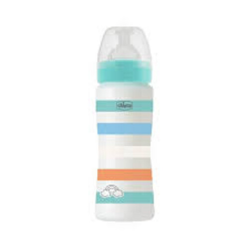 Chicco Well Being Feeding Bottle For Boys Green Fast Flow Silicone - 330ML