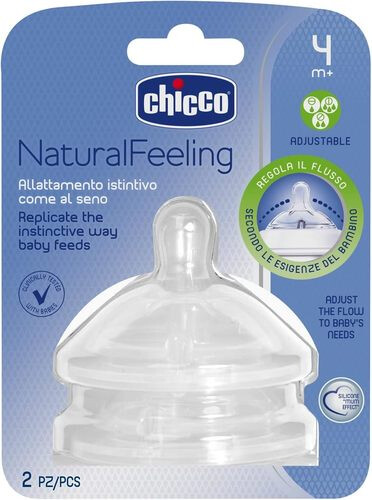 Chicco Natural Feeling Teat 4M+ - Adjustable Flow - 2PCS