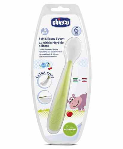 شيكو ملعقة سيليكون  من 6 اشهر - لون أخضر