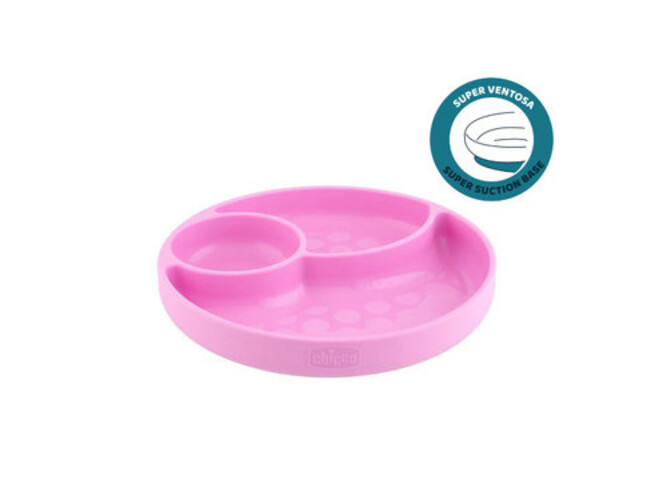 شيكو طبق سيليكون مع قاعدة شفط - Pink - Easy Menu