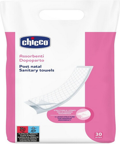 Chicco Postpartum 3 Layers Sanitary Towels - 30 Pcs