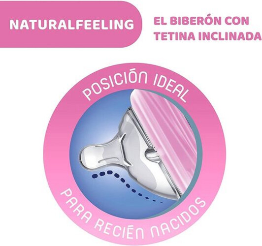 Chicco Natural Feeling Bottle 2M+ - 250ML - Pink