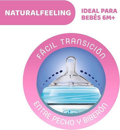 Chicco Natural Feeling Bottle 6M+ - 330ML - Blue