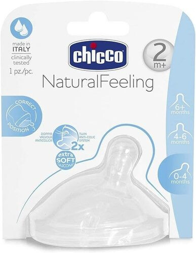 Chicco Natural Feeling Teat 2m+ - Medium Flow