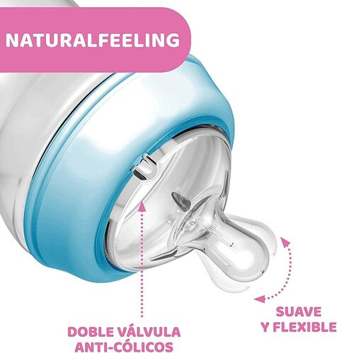 Chicco Natural Feeling Bottle 6M+ - 330ML - Blue