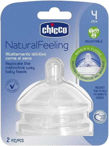 Chicco Natural Feeling Teat 4M+ - Adjustable Flow - 2PCS