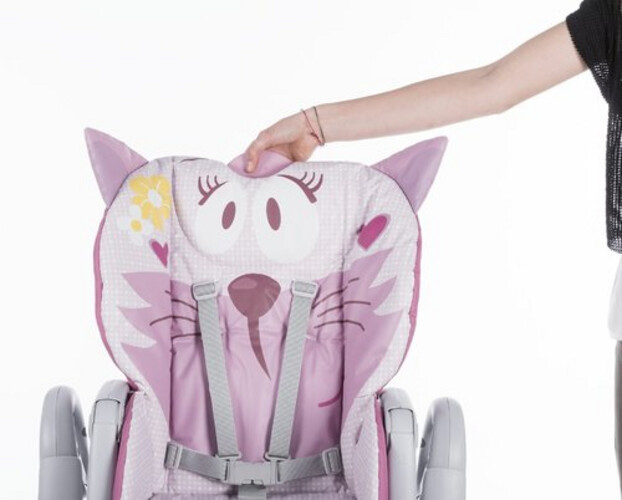 شيكو كرسي طعام عالي مع قاعدة طعام - Miss Pink