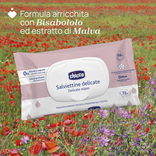 شيكو مناديل مبللة ديليكت - 72 قطعة + غطاء