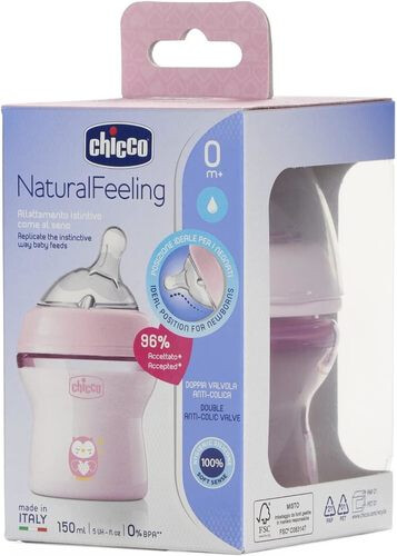 Chicco Natural Feeling Bottle 0M+ - 150ML - Pink