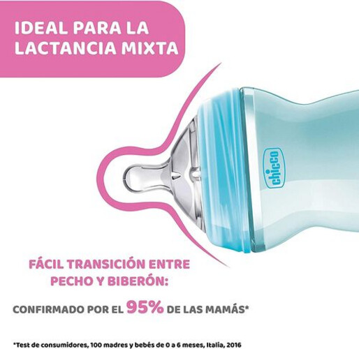 Chicco Natural Feeling Bottle 6M+ - 330ML - Blue