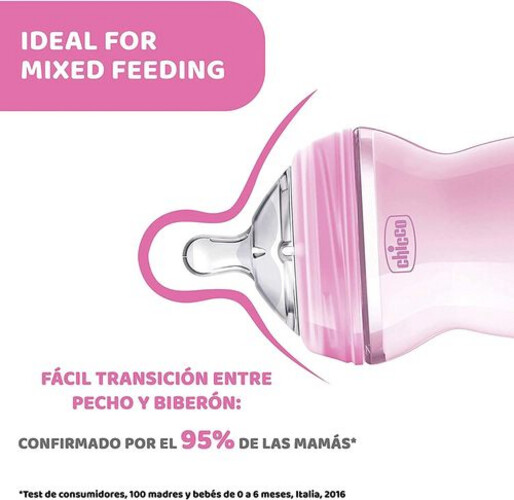 Chicco Natural Feeling Bottle 6M+ - 330ML - Pink