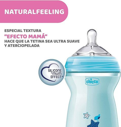 Chicco Natural Feeling Bottle 6M+ - 330ML - Blue