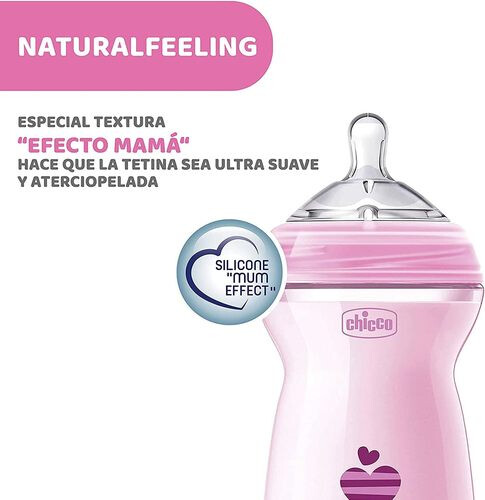 Chicco Natural Feeling Bottle 6M+ - 330ML - Pink