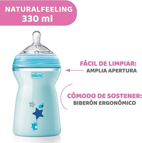 Chicco Natural Feeling Bottle 6M+ - 330ML - Blue