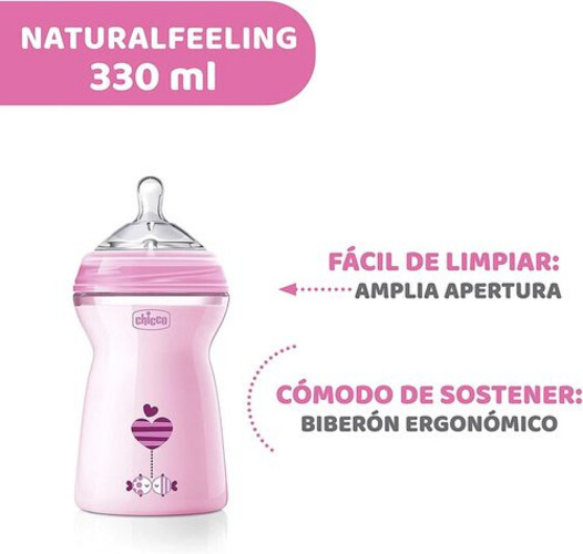 Chicco Natural Feeling Bottle 6M+ - 330ML - Pink