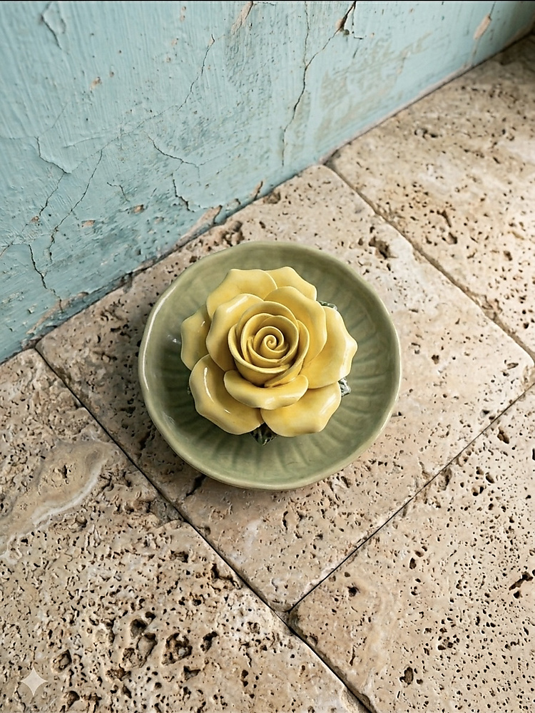 Rose incense burner for thin incense sticks