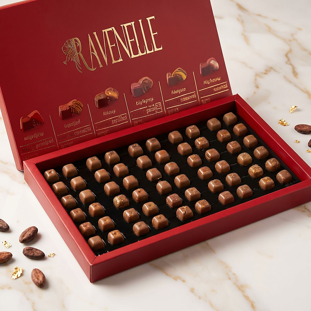 Hard box with exposed chocolate cover