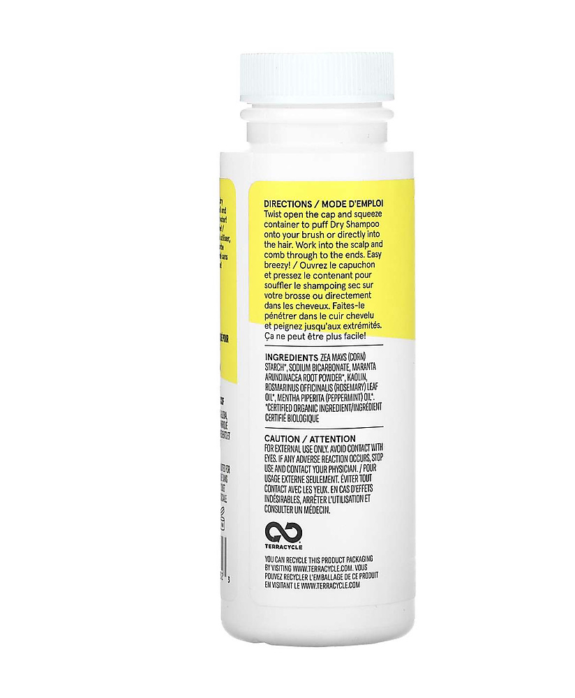 Organic dry shampoo with rosemary and mint