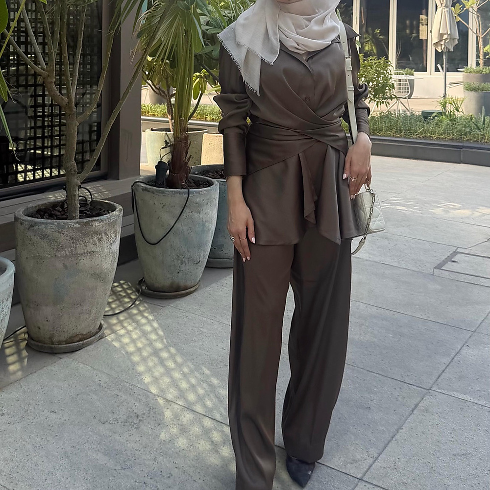 brown silk set